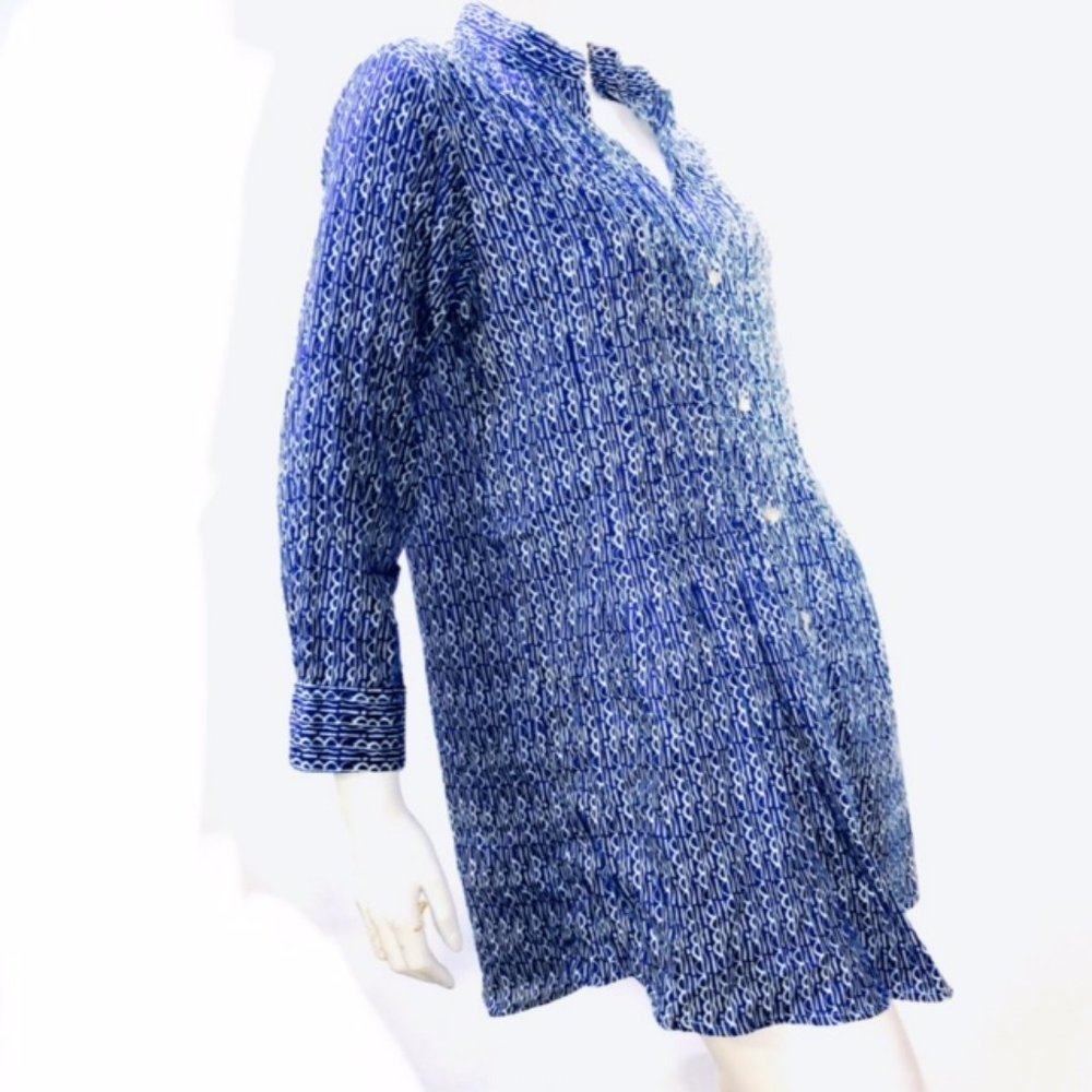 Rock Flower Paper Button Down Pintuck Tunic Top - Picture 3 of 8